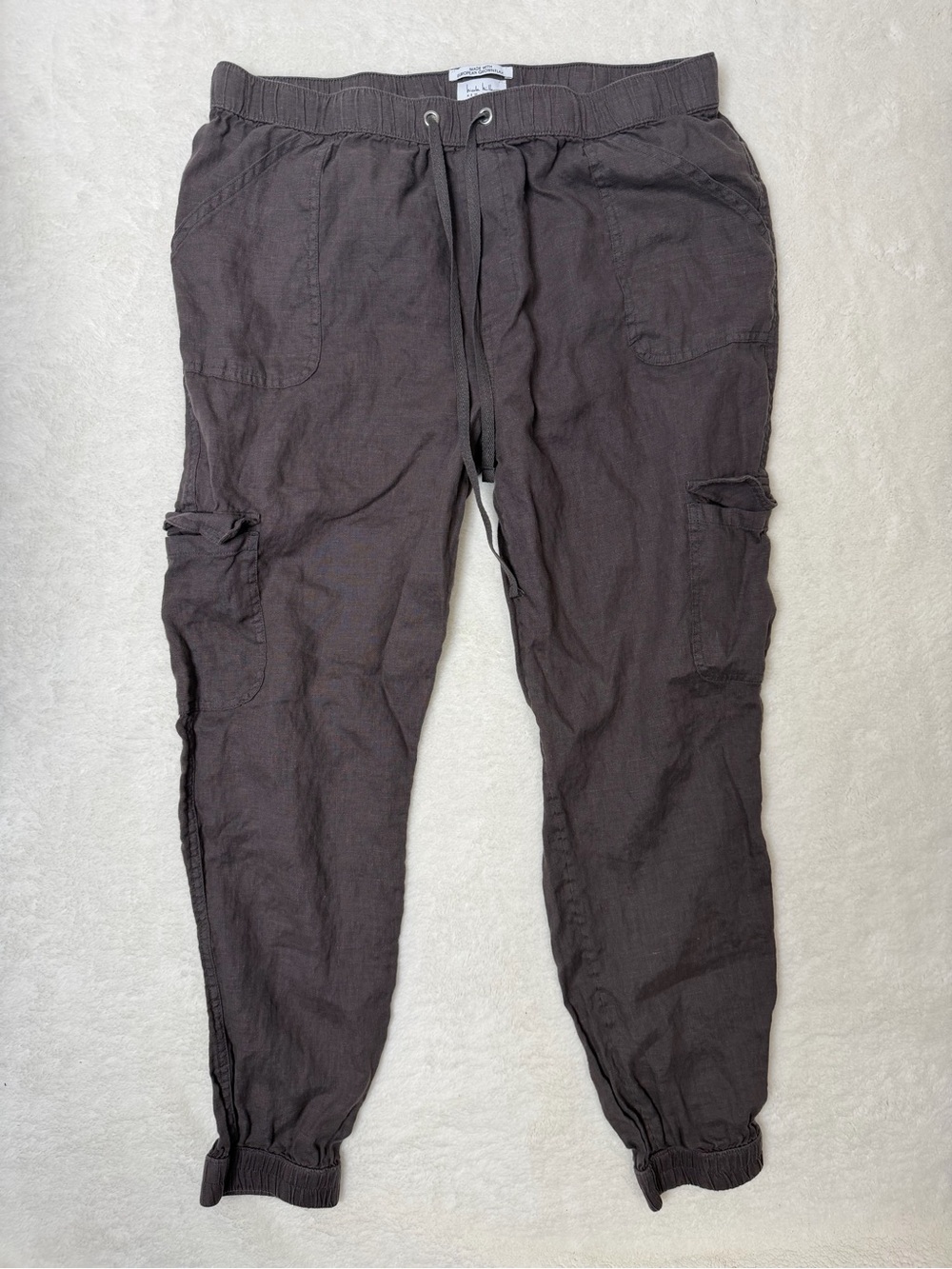 Nicole Miller Cargo Pants European Grown Flax 100% Linen Lounge Wear Size Large